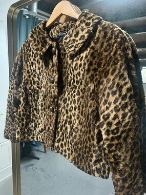 Stylish Leopard Print Teddy Jacket